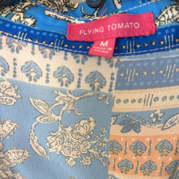 Flying Tomato Boho Wrap Long Sleeve Top Ballon Sleeves Size Medium - Picture 5 of 9